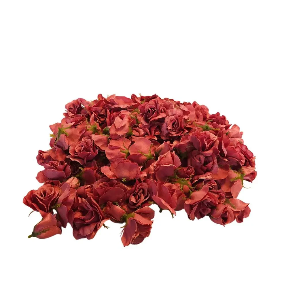 105 Mauve Pink Satin Rose Heads Lot Open Roses Buds Stemless Wedding Craft Decor